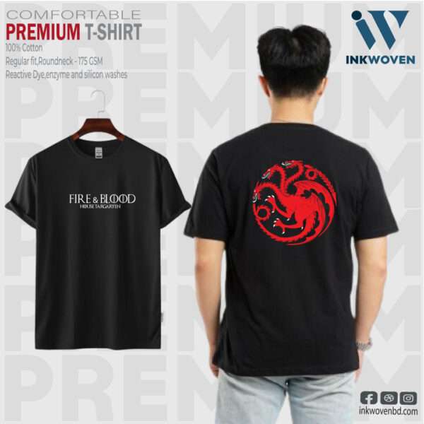 Fire & Blood both side Printed T-shirt